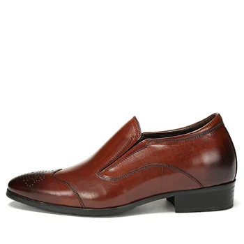 

Sipriks Mens Hidden Heel Shoes Slip On Dress Shoes Genuine Leather Wingtip Loafers For Male Italian Business Office Gents Shoes