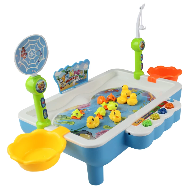 

24Pcs Electric Fishing 29cm Platform Cartoon Fish Duck Educational With Light Music Ability Training Interaction Toys For Child
