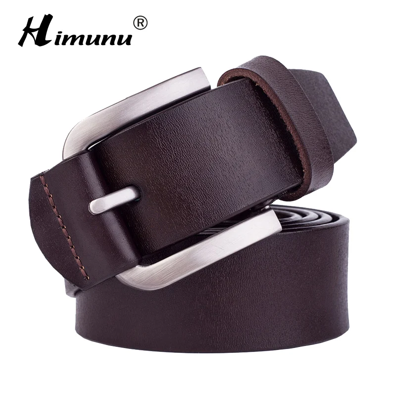 

[HIMUNU]Brand 100% Cowhide Genuine Leather Belts for men Fashion Designer Belts men High quality Pin buckle Vintage Jeans cintos