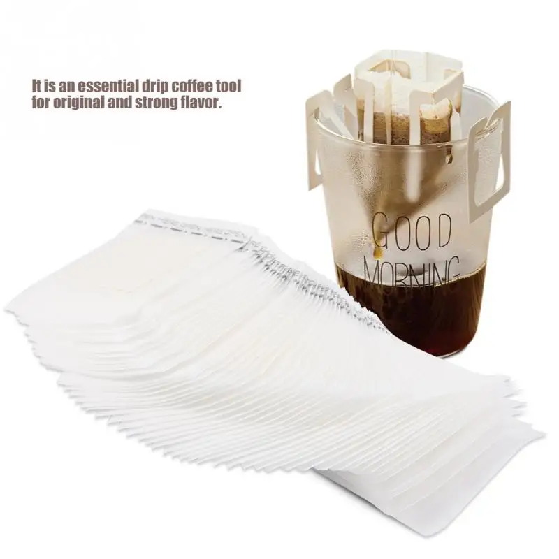50Pcs Non woven Empty Hanging Coffee Drip Bag Teabags String Heat Seal