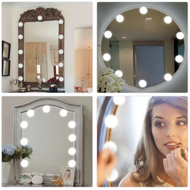 

Adjustable LED Bulbs Mirror Light Makeup Mirror Vanity LED Light Bulbs Kit USB Charging Port Cosmetic Lighted Brightness Lights