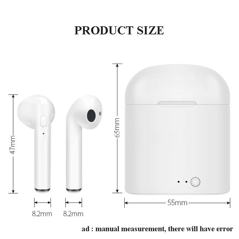 Без границ i7s TWS мини-наушники Беспроводной Bluetooth наушники стерео наушники с зарядным чехол микрофон для андроид iPhone iPod