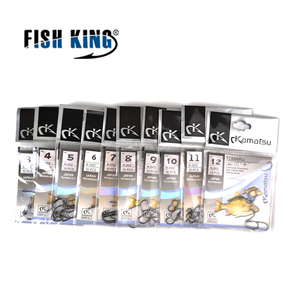FISH KING 10pcs/lot Brand TOMARU Size3-Size12 Fishing Hook Barbed Hook Carp Feeder Anzol Fishhook Jig Hook From Japan