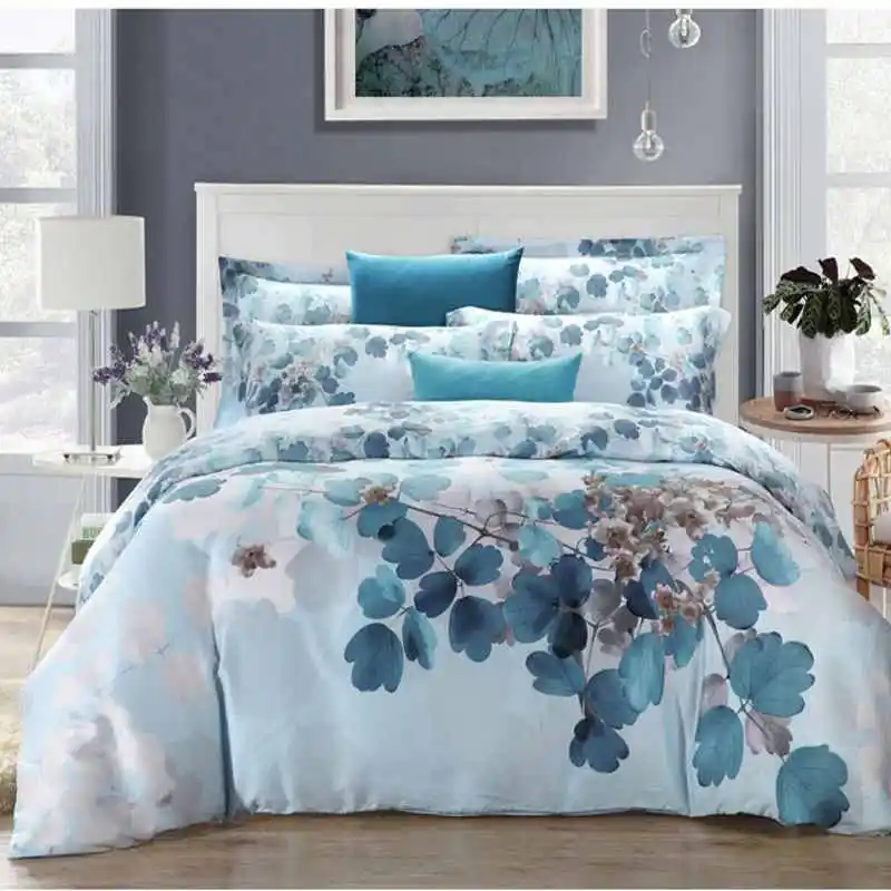 

Super Soft Tencel/Silk Bedding Set King Queen Size 4pcs Luxury Bedclothes Bed Sheets Duvet Cover Pillowcase Fast Shipping