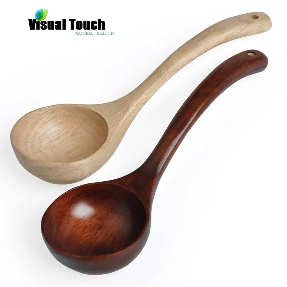 

Visual Touch Natural Wood Wooden Spoon Soup Rice Dinner Tool Cooking Spoon Kitchen Utensil Scoop Ladle Tableware Catering Ladles