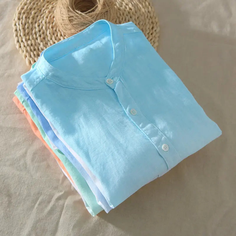 Летняя мужская рубашка с хлопком, Повседневная блуза с коротким рукавом, крутая и тонкая, дышащая, подвешивающая, окрашенная, градиентная, плюс размер