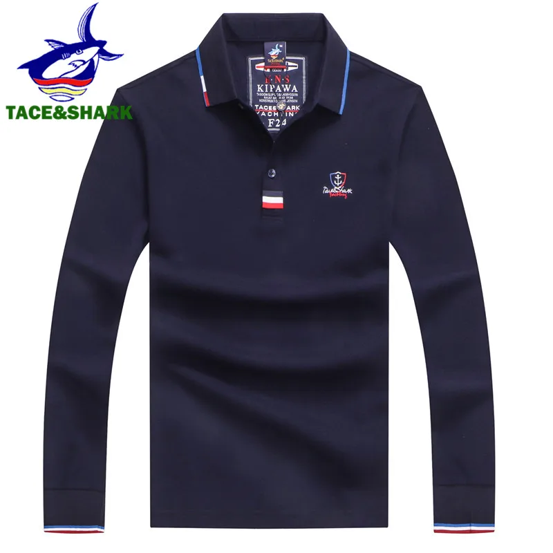 

TACE&SHARK Brand High Quality Embroidery Tops Solid Color Polo Men's Long Sleeve Polo Autumn Fashion Polos Men's Polo Shirts
