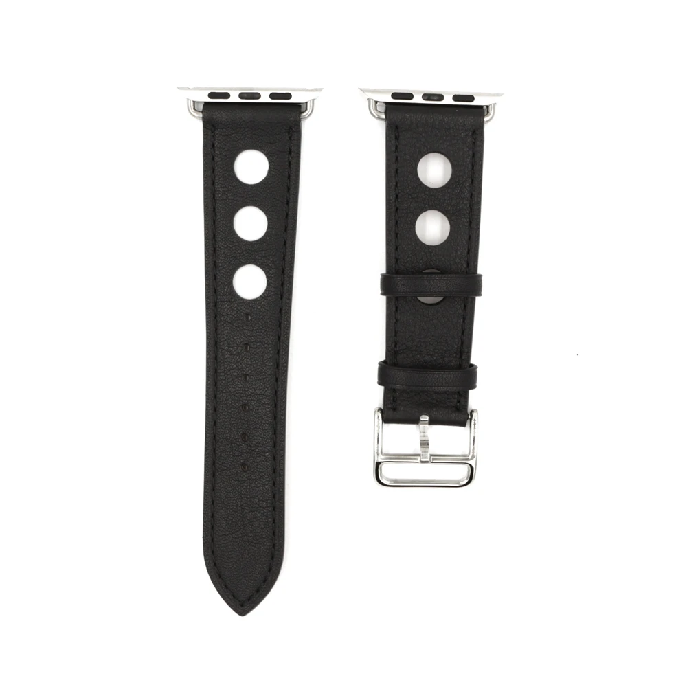 URVOI Single Tour Rally band for apple watch series 3 2 1 strap for iwatch racing belt for Hermes watch band Noir Gala leather5