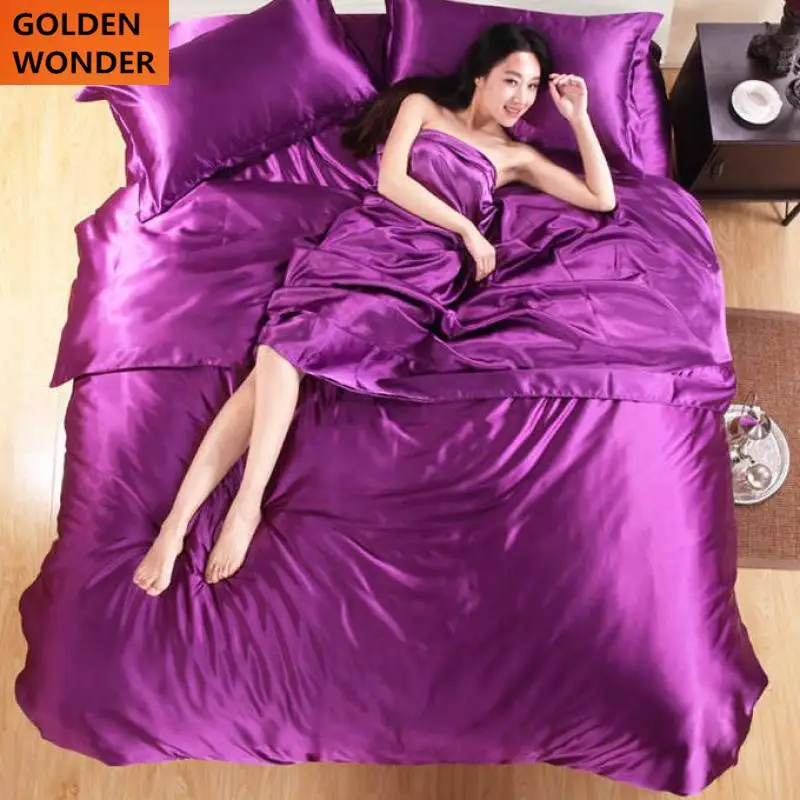

Modern Bedding Set Silk Like Satin Four Pieces Quilt Cover Bedding Sheet Summer Soft Bedding Sets No Inner Twin Full Queen King