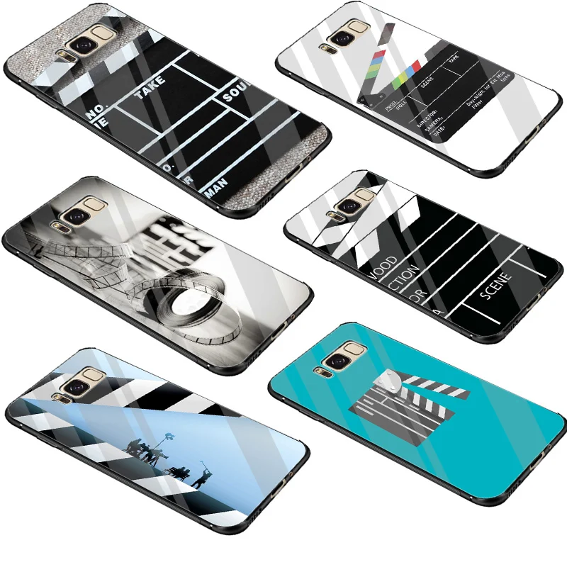 

Glass TPU Movie Clapperboard Clapper Board Case Cover For Samsung A10 A20 A30 A40 A50 A60 A70 S7 Edge S8 S9 Plus Note 8 9 S10