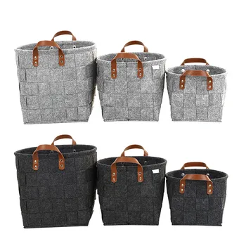 

1PCS DIY Storage Basket Household Manual Knitted Dirty Clothing Felt Storage Bag Toys Put Sundries Home Storage & Organization