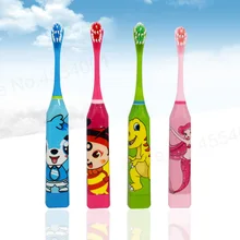 Детская электрическая зубная щетка с рисунком из мультфильма, Детская домашняя милая мягкая электрическая зубная щетка для волос, 2 предмета, двухсторонняя чистая Сменная головка
