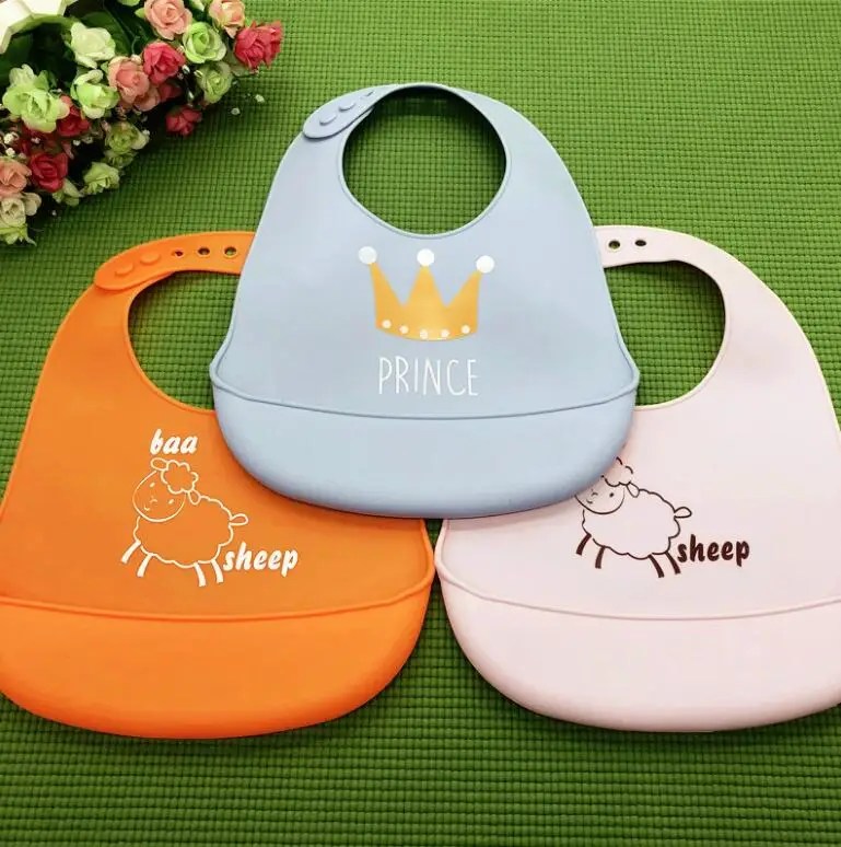 Cartoon Kids Silicone Baby Bibs Children's Adjustable Waterproof Bib Baby Feeding Stuff Burp Cloth Boy Girl Bibs Apron Baberos