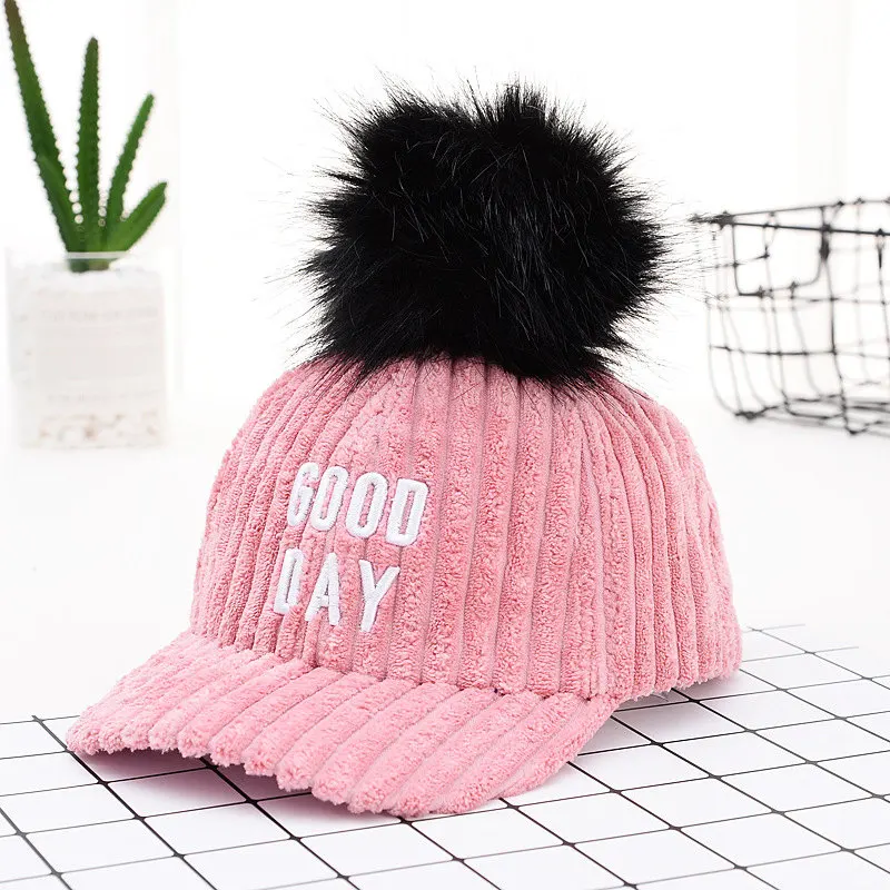 Новая детская бейсбольная кепка с вышитыми буквами Snapback хип-хоп шапка с помпоном зимняя теплая девочки-мальчики gorras