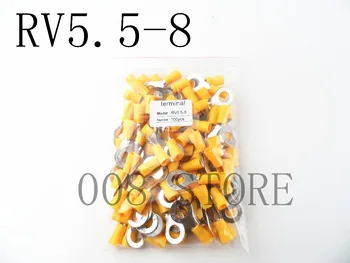 

RV5.5-8 Yellow Ring insulated terminal suit 4-6mm2 Cable Wire Connector cable Crimp Terminal 50PCS/Pack RV5-8 RV