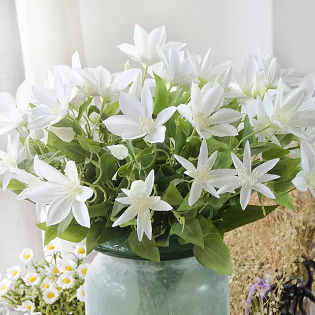 Good Three Branches Clematis Florida Thunb Artificial Flowers Good Three Branches Clematis Florida Thunb Artificial Flowers Plant Home And Garden Decoration 69cm Gift