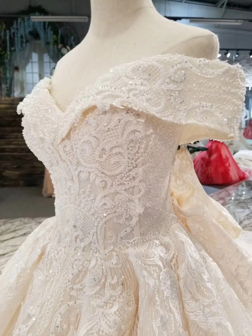 H & S свадебные Vestido de Novia 2019 Beatu средства ухода за кожей шеи свадебное платье Роскошные блестящие органзы Свадебные платья