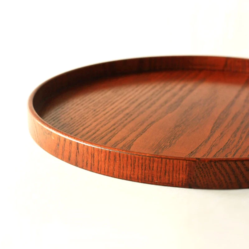 30cm Round Serving Tray Wood Oriental Coffee Tea Tray Wooden Pallet Snack Fruit Plates Food Tray HomeBar Dishes Wooden Utensils (6)