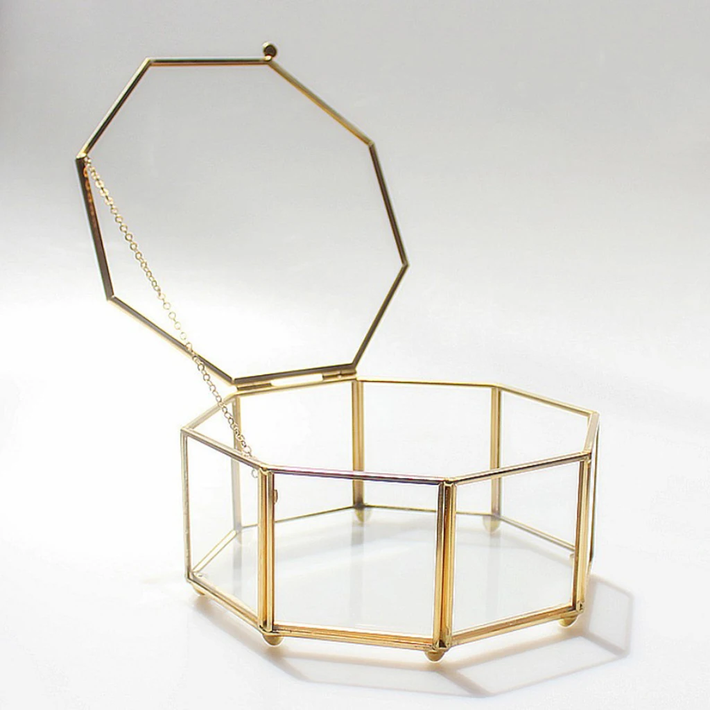 Clear Glass Geometric Terrarium Box Jewelry Organize Wedding Favor