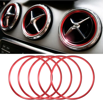 

5Pcs Air Conditioning Outlet Decorative Ring Central Control Mini Sticker Car Auto Interior Accessories Stuff for Mercedes Benz
