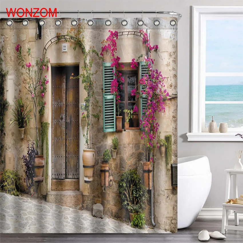 Wonzom زهرة دش الستائر مع 12 خطاطيف للحمام ديكور المنزل الحديث حمام ماء ستارة الحمام جديدة الملحقات Wonzom زهرة دش الستائر مع 12 خطاطيف للحمام ديكور المنزل الحديث حمام ماء ستارة الحمام جديدة الملحقات