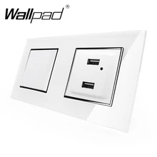2 гнезда USB+ ЕС кнопочный переключатель настенная панель белая стеклянная рамка 1 комплект 2 гнезда переключатель розетка с usb зарядными портами зажимы крепление назад