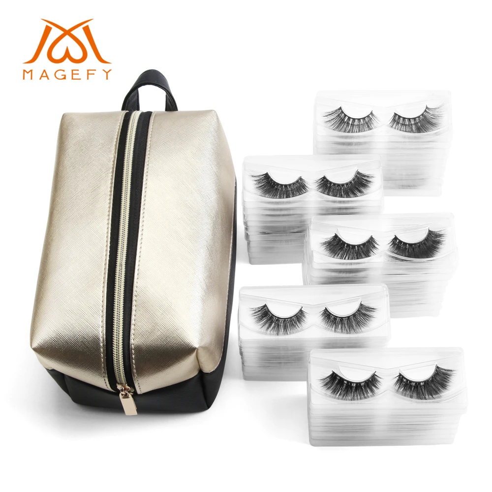 

30/50pairs Mink Eyelashes False Eyelashes With 1pcs Makeup Bag Crisscross Natural Fake lashes Soft 3D Mink Lashes Extension Kit