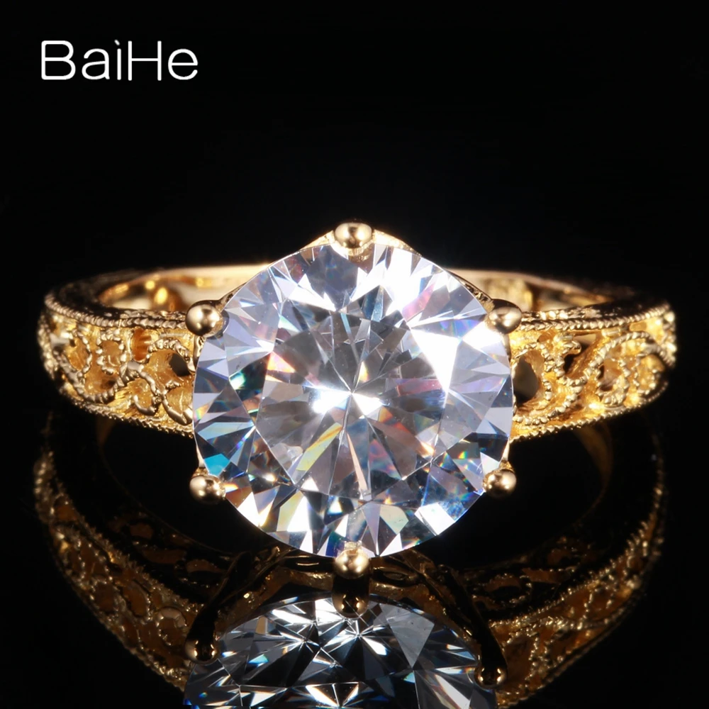 BAIHE одноцветное 10K желтое золото (AU417) 6.8ct Настоящее AAA градуированное кубическое