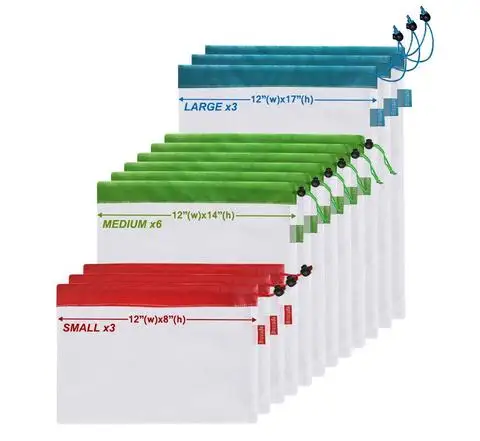 12 шт многоразовые сетчатые сумки хозяйственные сумки моющиеся экологически чистые сумки для продуктовых покупок фруктовые овощные игрушки