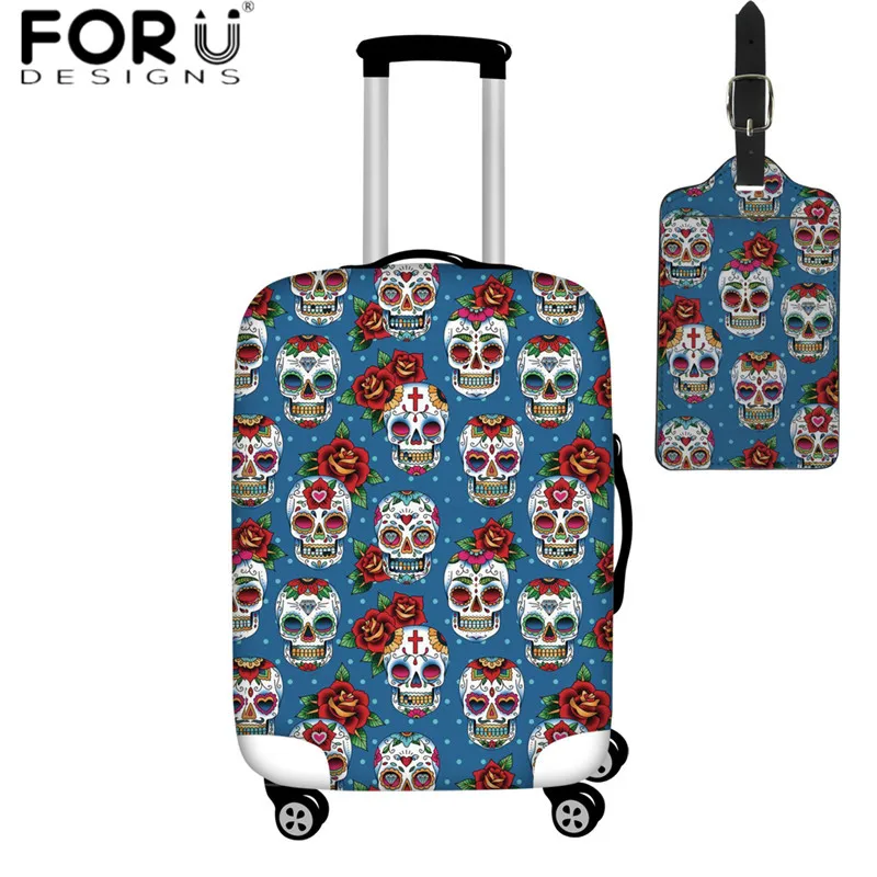 

FORUDESIGNS Sugar Skull Floral Print Luggage Cover Suitcase Elastic Protective Cover for 18-32Inch Trolley Trunk Dust Case Cover