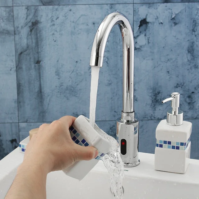 Special Offers Hands Touch Electronic Automatic Sensor Control Kitchen Water Faucet No Handle Hot Cold Bathroom Sink Tap Basin Sense Faucet