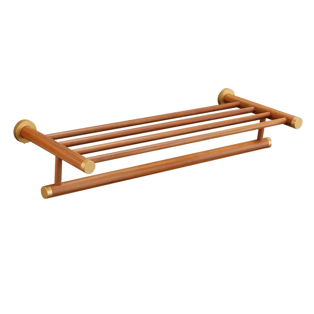 Washroom towel rack wooden antique bath towel rack double deck