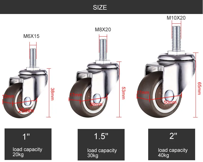 5 шт. Супер mute колеса/мебельное колесо диаметр, анти-обертывание колеса медведь 20/30/40 кг для мебели, диван, витрина Главная Оборудование