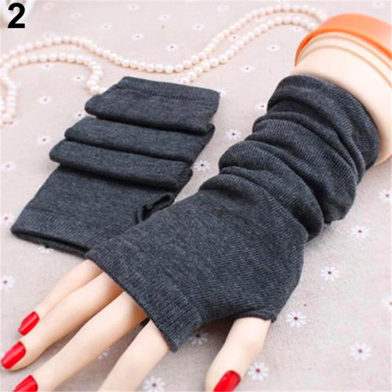2019 Women Fashion Knitted Arm Fingerless Regular gloves One Size Solid Wool Adult Long Mitten Wrist Warm women's Winter gloves