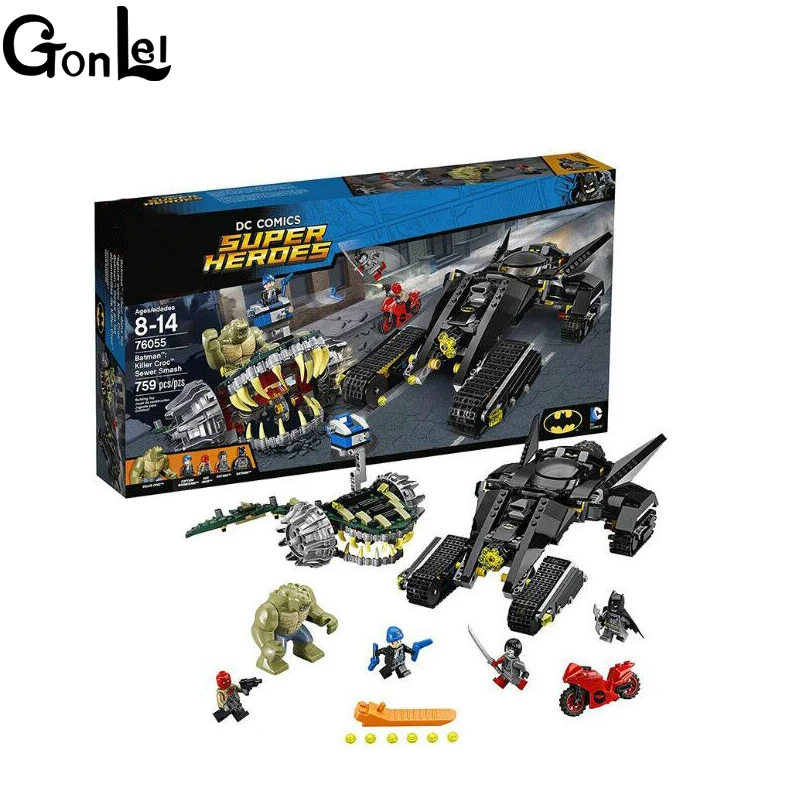 

(GonLeI) NEW 07037 758Pcs Avenger Superheroes Batman Killer Croc Sewer Smash Model Building Kits Blocks With 76055