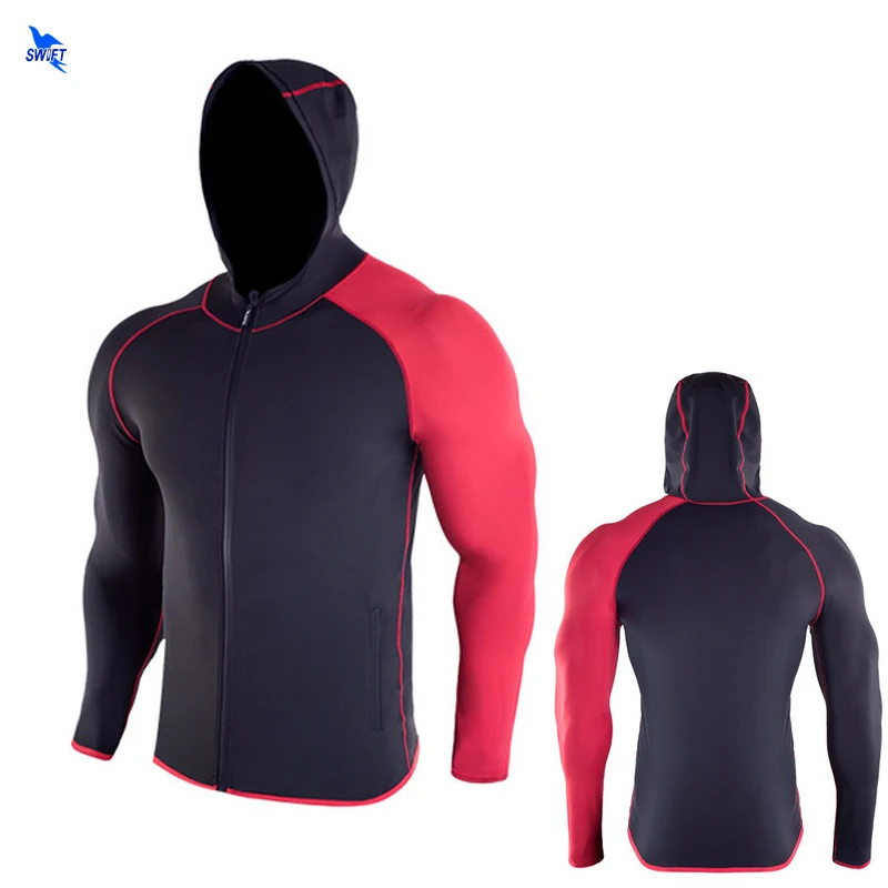 

2018 Autumn Winter Men's Running Hoodies Singlets Elastic Quick Drying Bodybuilding Fitness Hooded Sweatshirts Gym Zipper Tops