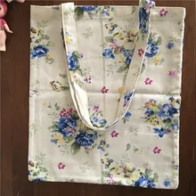 Yile хлопок лен эко хозяйственная сумка плеча Сумка синий желтый с цветочным рисунком 605-5