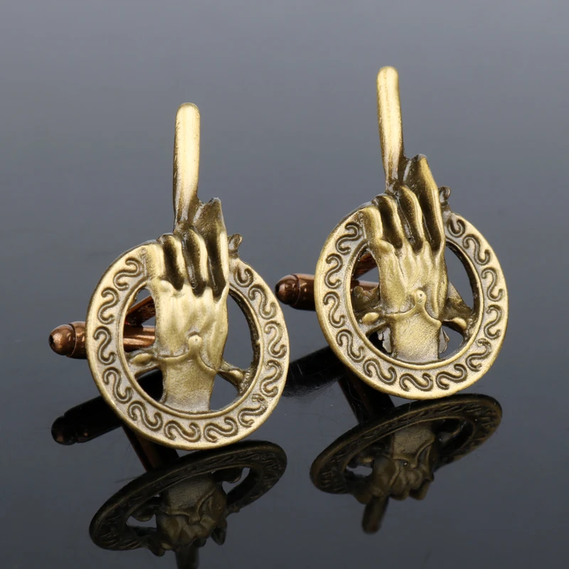 

HANCHANG Movie Jewelry Game Of Thrones Hand of the King Men Shirt Cufflinks King's Hand Cuff Botton Wedding Party Gift Luxury