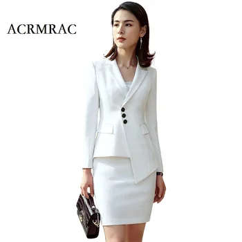 

ACRMRAC Women New Spring suit Long sleeve suit Solid color Slim irregular jacket Wide Leg Pants Business OL Formal Pant Suits