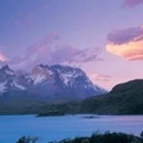 Clouds over mountains  Towers of Paine  Torres del Paine National Park  Chile Poster Print (18 x 7)