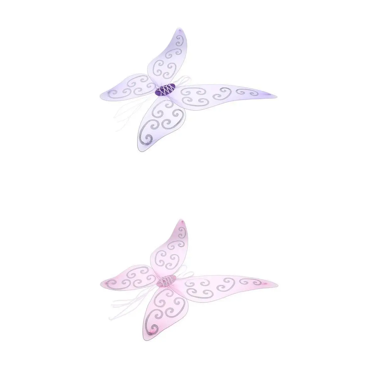 Pack of 2 Girls' Glitter Butterfly Fairy Wing Angel Elf Princess Fancy Dress Costume