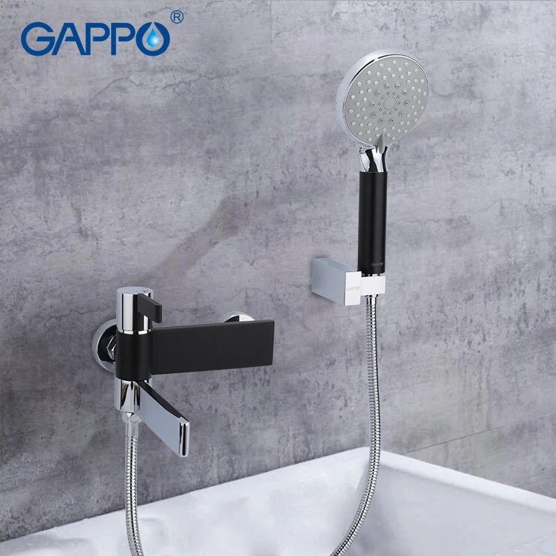 GAPPO Sanitary Ware Suite do anheiro taps black and chrome wall bathroom faucet mixer brass bathroom rainfall shower set GAPPO Sanitary Ware Suite do anheiro taps black and chrome wall bathroom faucet mixer brass bathroom rainfall shower set