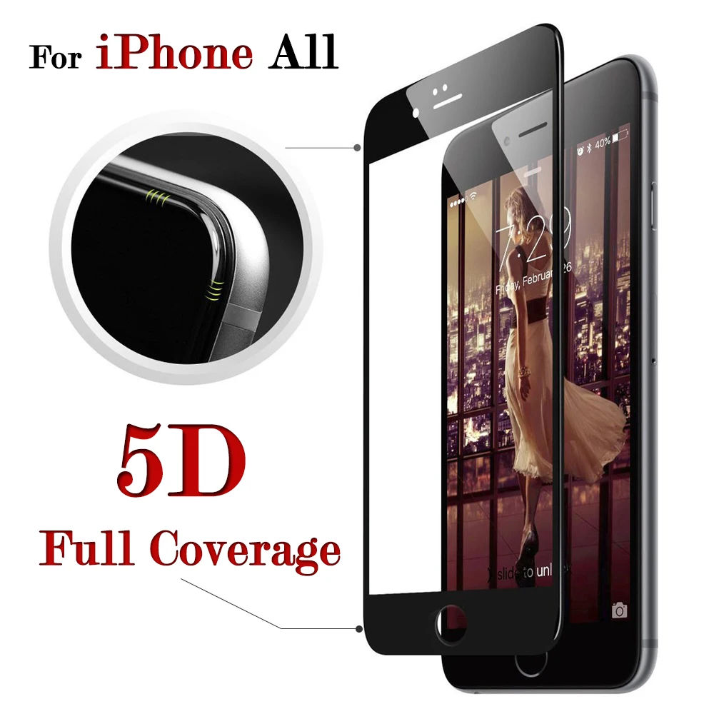 Goede 5 D Voor iPhone 7 Beschermende Glas Op De Voor iPhone 8 6 Plus X Gehard Glas 6 Plus 7 plus 8 Plus Cover Screen Protector tremp