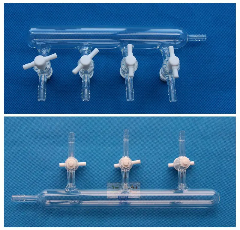 3,4, 5 портов Однолинейный стеклянный вакуумный газовый коллектор Schlenk линия с PTFE стопорный кран(2 шт в партии
