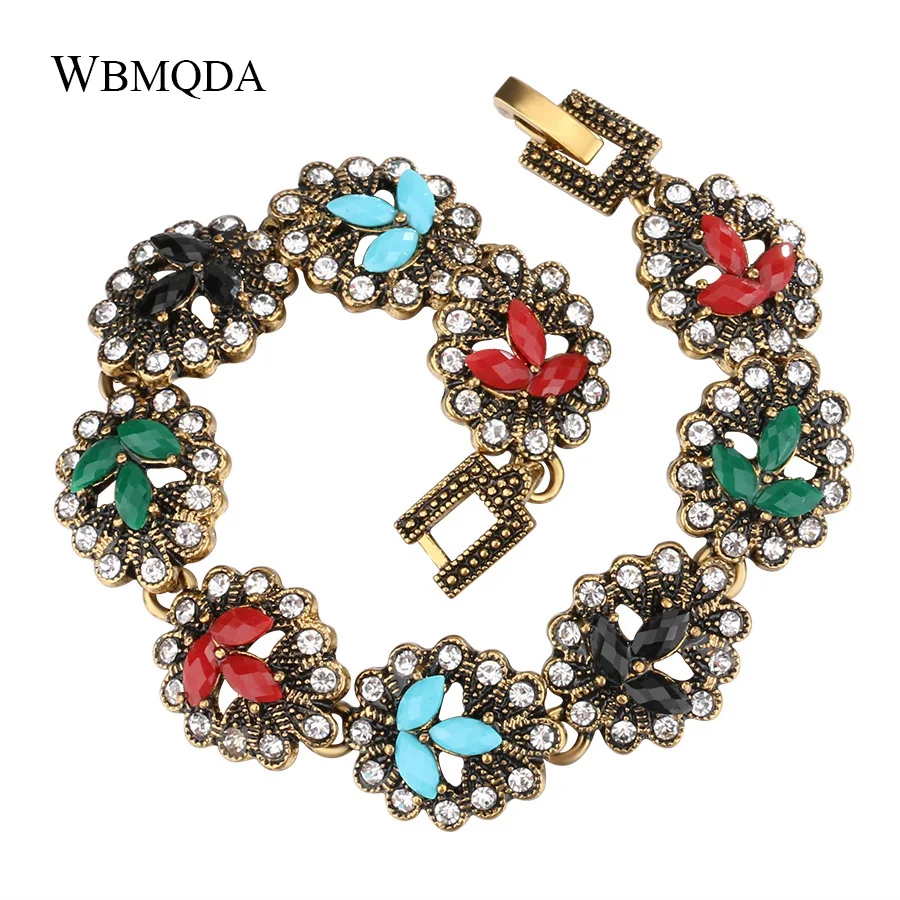 Cute Bohemian Crystal Bracelets For Women Accessories Antique Gold