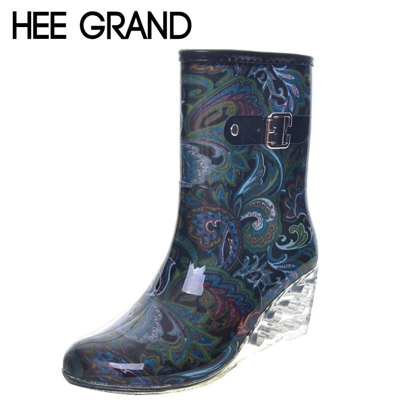 HEE GRAND Vrouwen Rubberen Laarzen Transparant Wiggen Hak Vrouw  Regenlaarzen Mode Rainning Schoenen Voor Dames XWX4371|rain shoes|women  rainbootswomen rubber boots - AliExpress