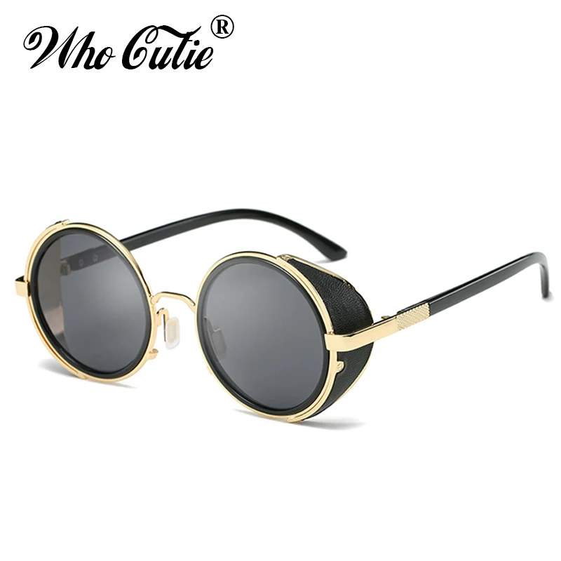 

WHO CUTIE 2018 Round Metal Sunglasses Steampunk Men Women Fashion Ray Circle Lens Goggles Iron Frame Sun Glasses Eyewear OM307