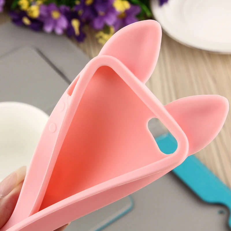 Мультфильм 3D kawaii милые кошачьи уши чехол Чехлы для Apple IPhone 4 4S ухо Мягкий
