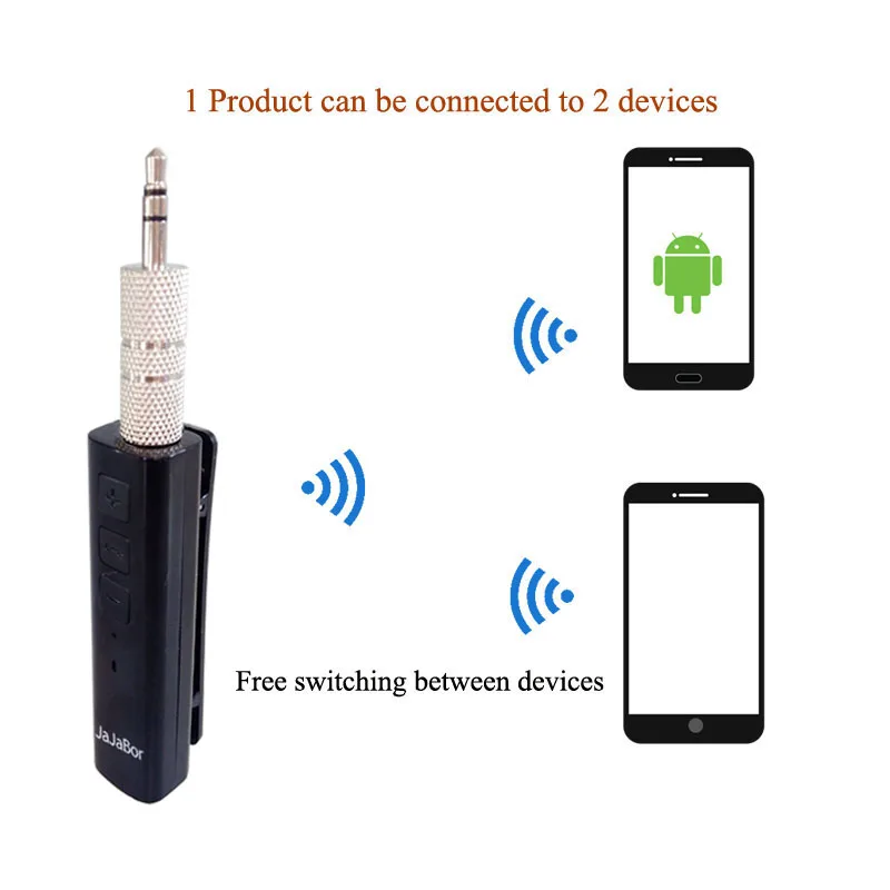 JaJaBor Беспроводной Bluetooth 4,2+ EDR Bluetooth автомобильный набор, Handsfree, A2DP 3,5 мм Aux аудио Bluetooth ресивер адаптер громкой связи