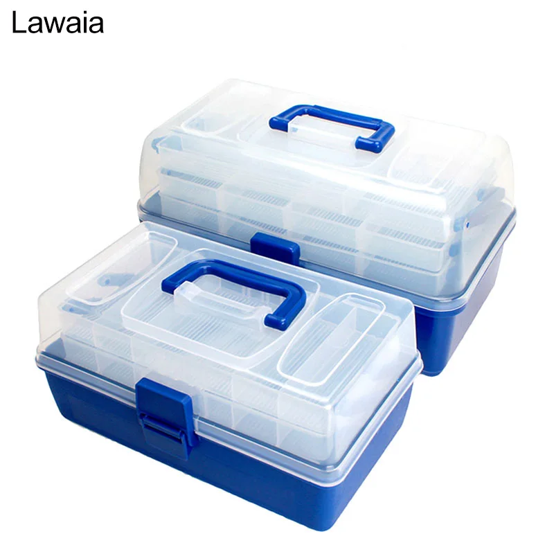 

Lawaia Fishing Tackle Box Folding Multi-function Multi-tool Tool Storage Box Fishing Accessories PP+ABS Resin Fishing Gears Boxs